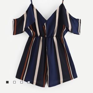 Cold shoulder striped romper